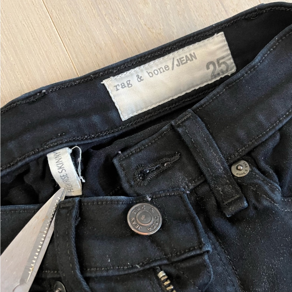 Rag & Bone black high rise skinny jeans 25 - Picture 4 of 6